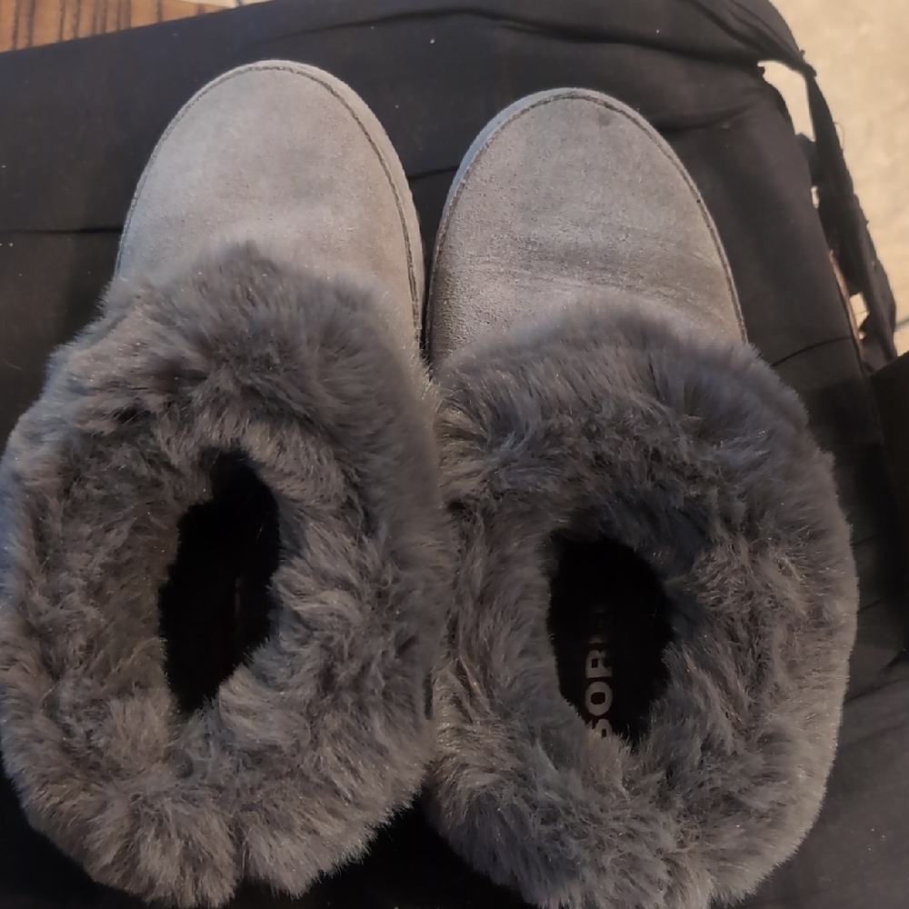 Sorel Charcoal Plush Slippers